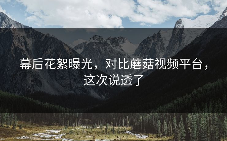 幕后花絮曝光，对比蘑菇视频平台，这次说透了